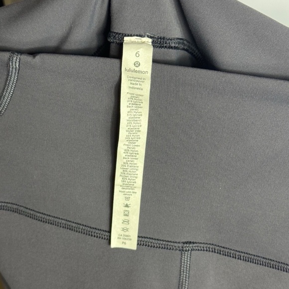 Lululemon Wunder Under Crop 21” Lace Moonwalk Grey High Rise Size 6 - Picture 4 of 6